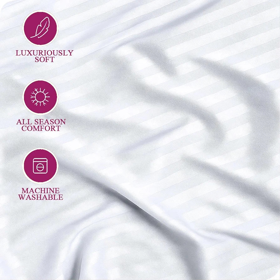 Trance Home Linen Cotton 300Tc Satin Stripe King Fitted Bed Sheet With 2 Pillow Covers , 300 tc
