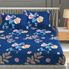 Homefab India 180 TC Microfiber Double BedSheet with 2 Pillow Covers Blue Floral
