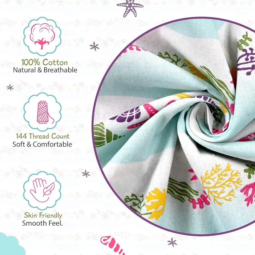 Divine Casa 144 TC Pure Cotton Single Bedsheet with 1 Pillow Cover | Skin-Friendly Fabric for Everyday Comfort | 223 X 145 CM | Abstract Pattern | Cosmic Sky