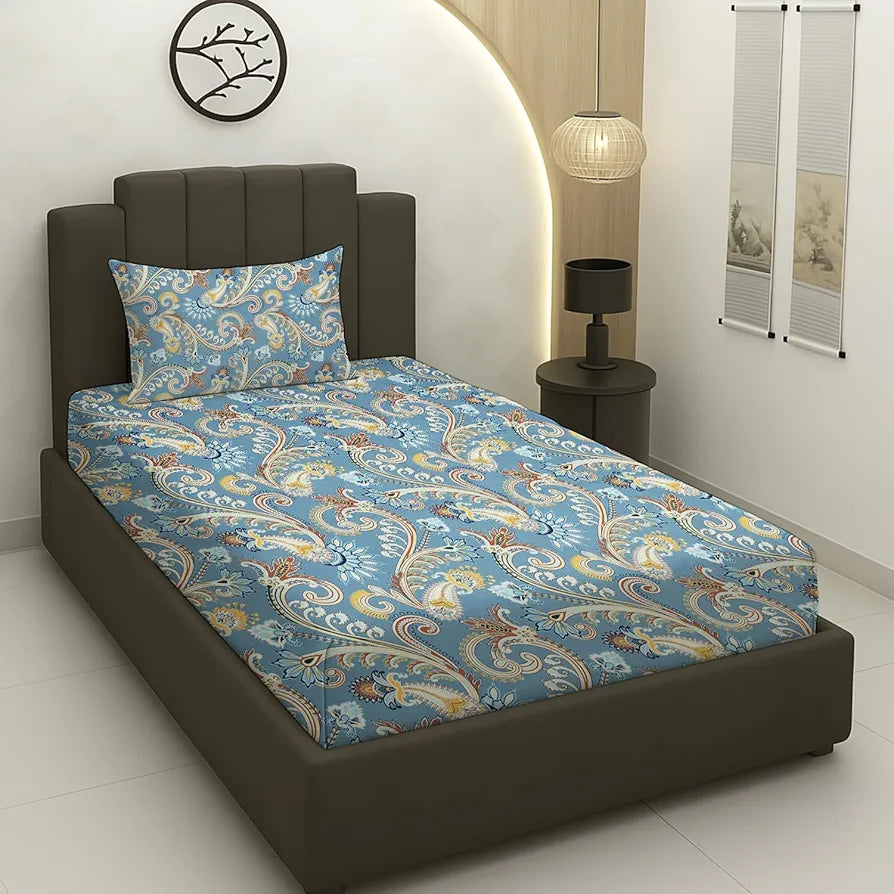 STARNSTYLE Presents Single Elastic Fitted Bedsheets with 1 Pillow Covers Royal Grey