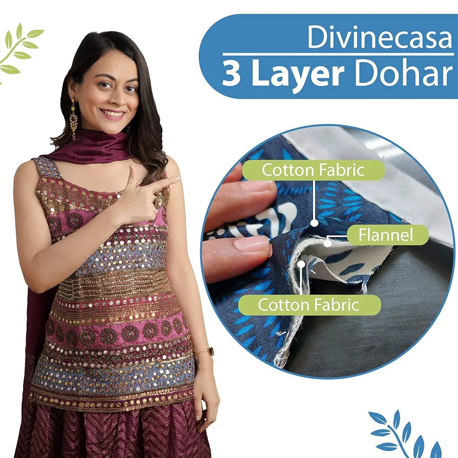 Divine Casa Pure Cotton Polkadot 120 GSM Ac Blanket,Dohar for Double Bed, Light Weight Quilt for Mild Winter  Blue and Green, Lightweight