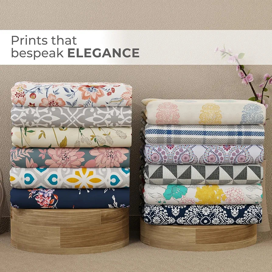 Emaline 100% Cotton Double Bedsheet Set  | 1 Double Cotton Bedsheet & 2 Pillow Covers | Breathable & Anti-Wrinkle | 144 TC | 