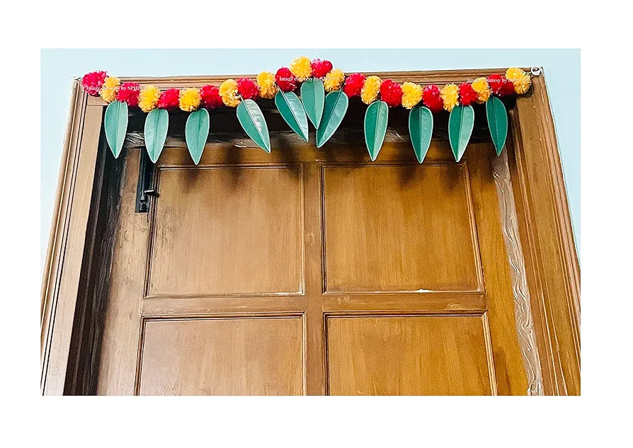 SPHINX Artificial Marigold &Mango Leaves Simple Door-Window toran/Door hangings/Festive Decorations - Approx.100 cms/40 Inches/3.33 Ft. - 