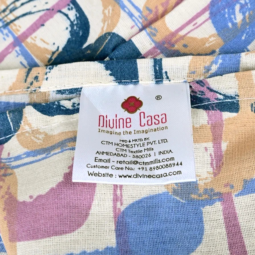 Divine Casa 144 TC Pure Cotton Double Bed Bedsheet with 2 Pillow Covers | Smooth & Comfortable for Daily Use | All-Weather Coziness & Bedroom Style | Size 222 x 254 CM | Abstract Weave | Peach Blue