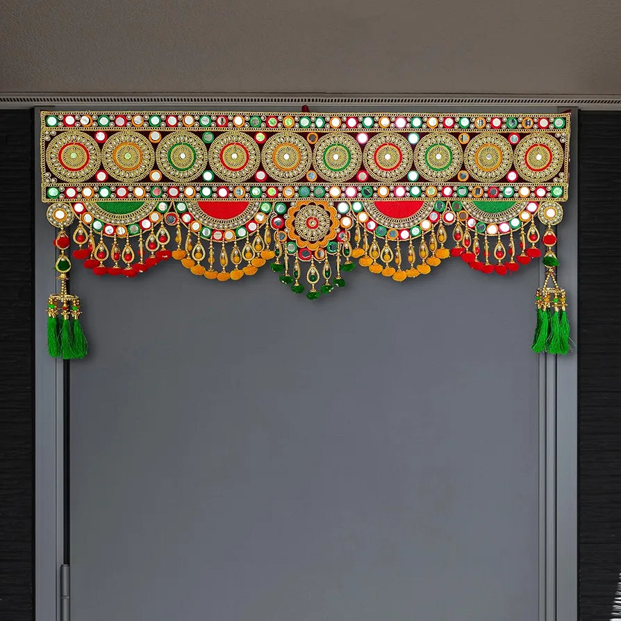 REPTUM DECOR Traditional Multi Zula Pearl Plastic Beads Handmade Door Hanging/Bandarwal/Toran for Door, Traditional Bandarwal for Door, , Multicolour, Medium