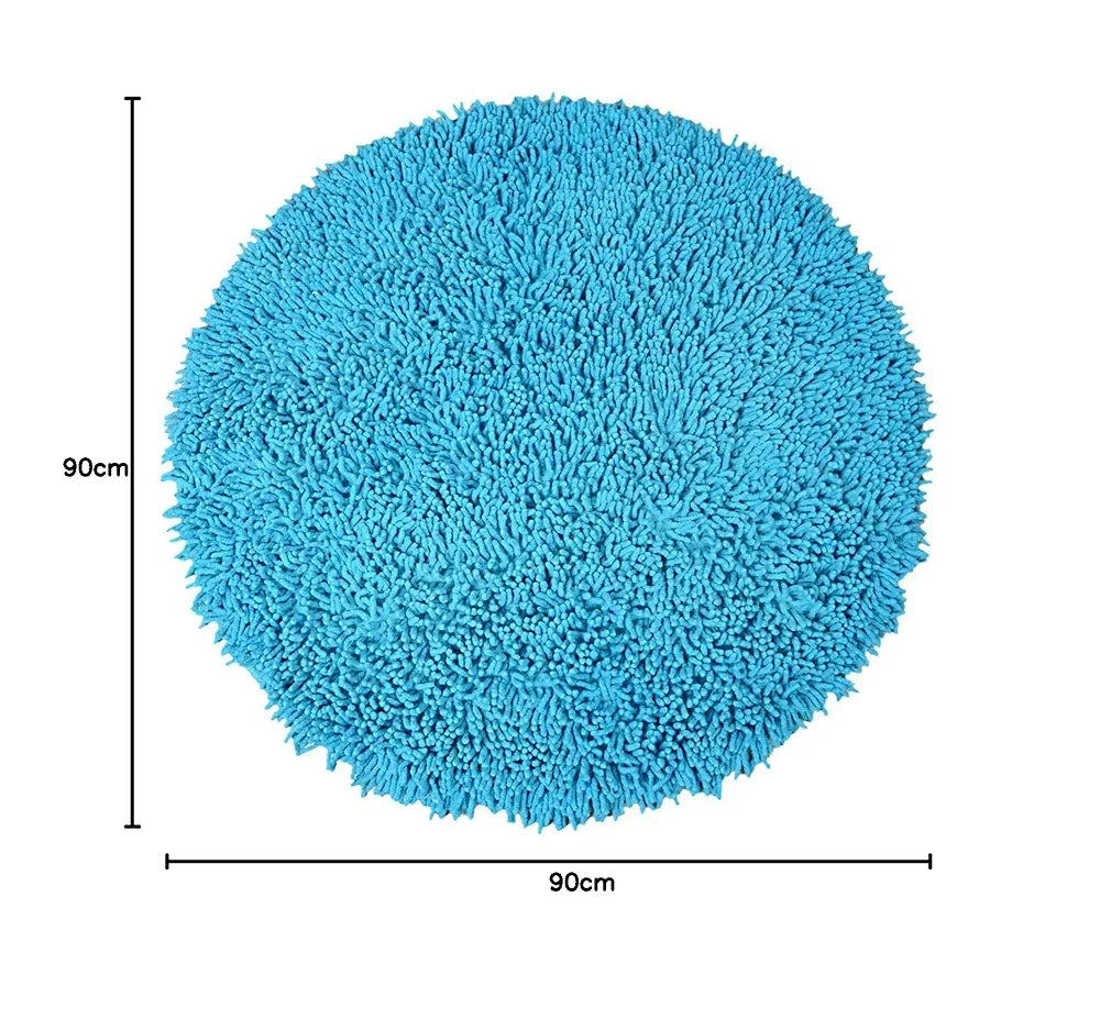 SARAL HOME EASY LIVING Home Cotton Shaggy Anti-Skid Round Bath Mat