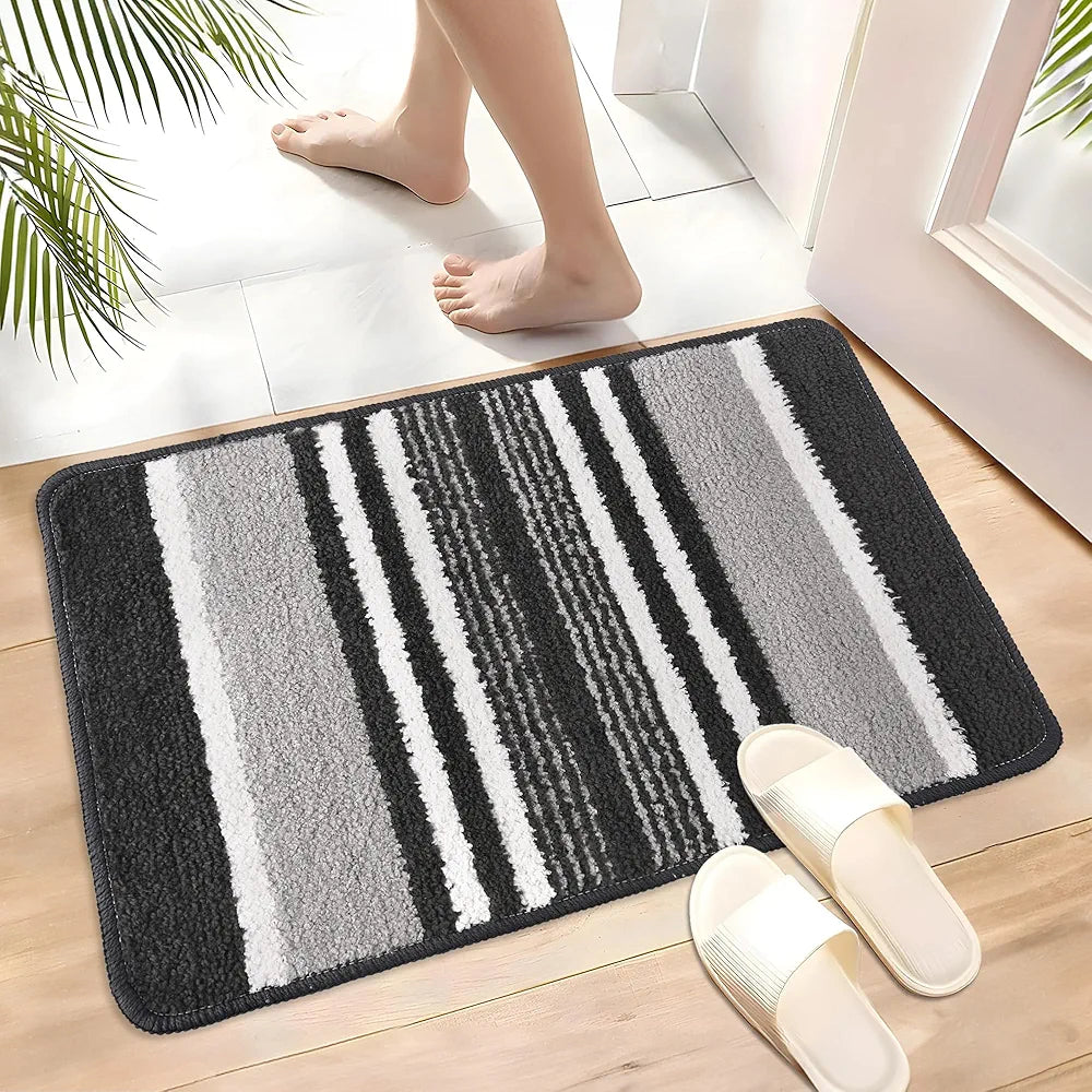 Kuber Industries 16x24 Inch Anti-Skid Water-Absorbent Door Mats for Home | Durable Main Entrance Footmats for Bathroom, Living Room & Office | Micro Jupitar Lining - Dark Grey