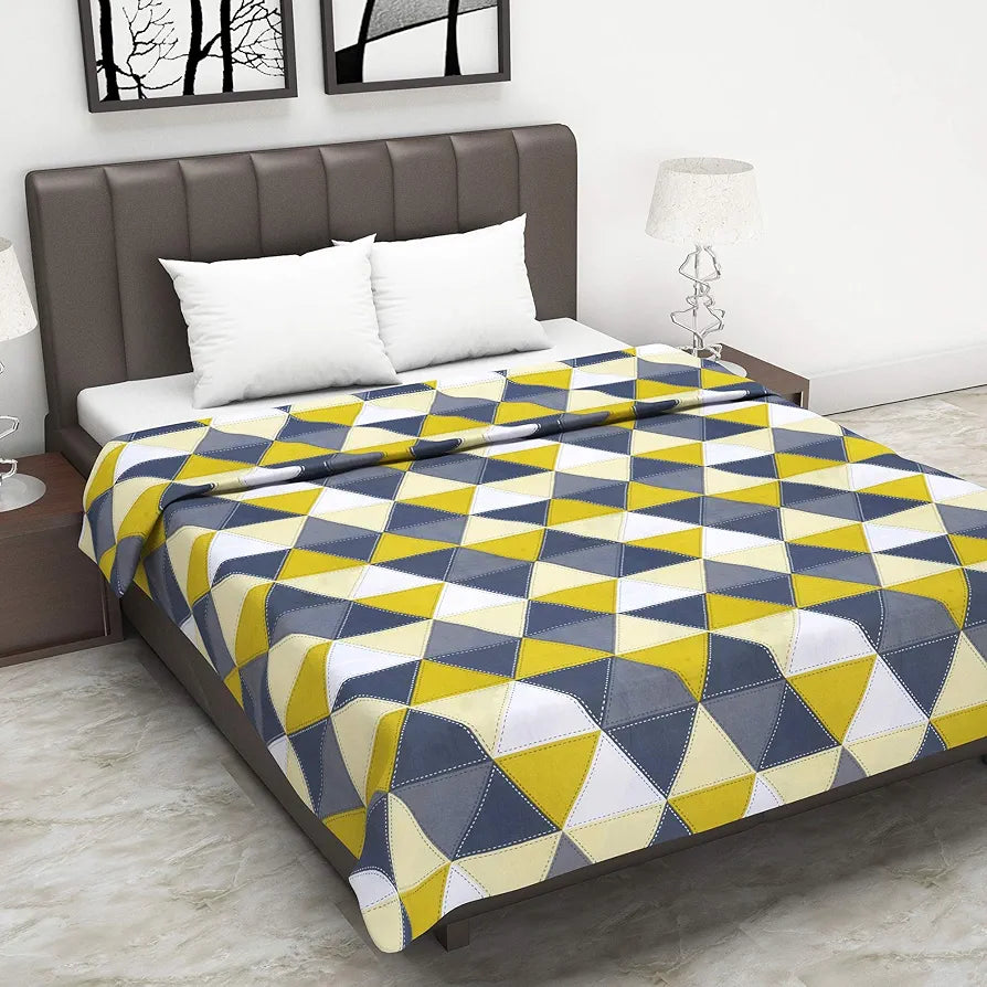 Divine Casa Glace Cotton 120 GSM Reversible Lightweight Malmal Printed Double Bed AC Dohar Blanket for Mild Winter -| TC - 120