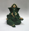 Gold Art India Terracotta Green Gaddi Ganesha for Car Dashboard Home Decor Gadditerracotta green