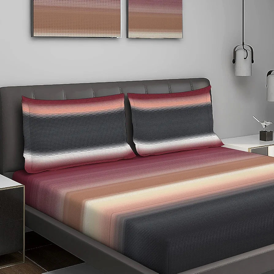 Layers Durathread Bedsheet Set for All Seasons - Lightweight, Moisture Absorbent, Machine Washable & Easy to Care - Gift for Housewarming & More - 225 CVC - King Size 