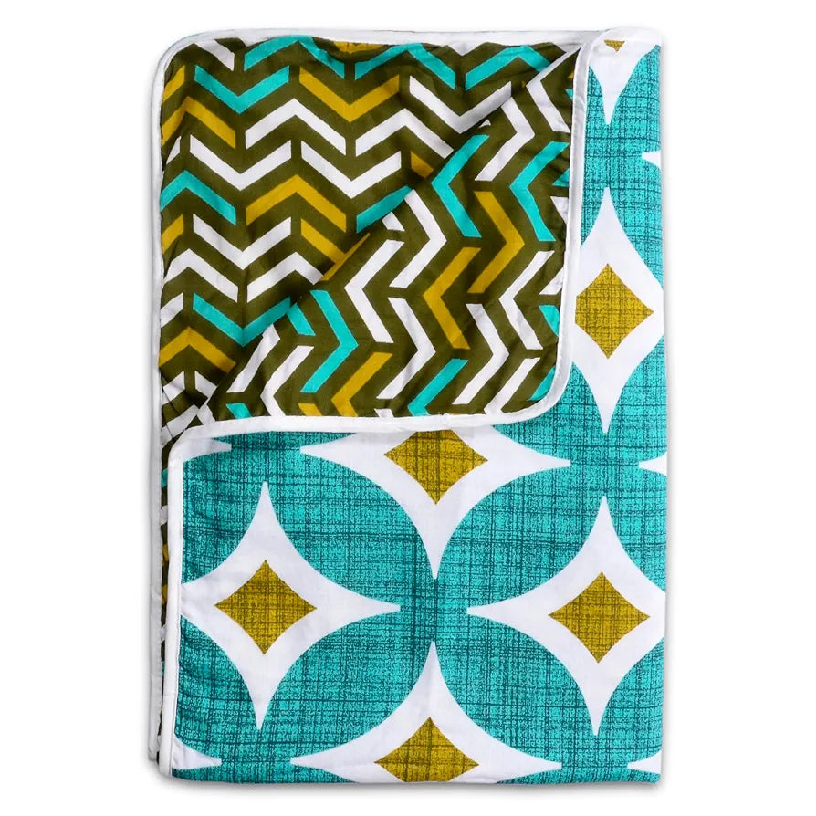 Divine Casa Cambric Cotton Single Bed Dohar 3 Layer dohar with Flannel Inside Reversible Both Sides Usable Blanket | TC - 120