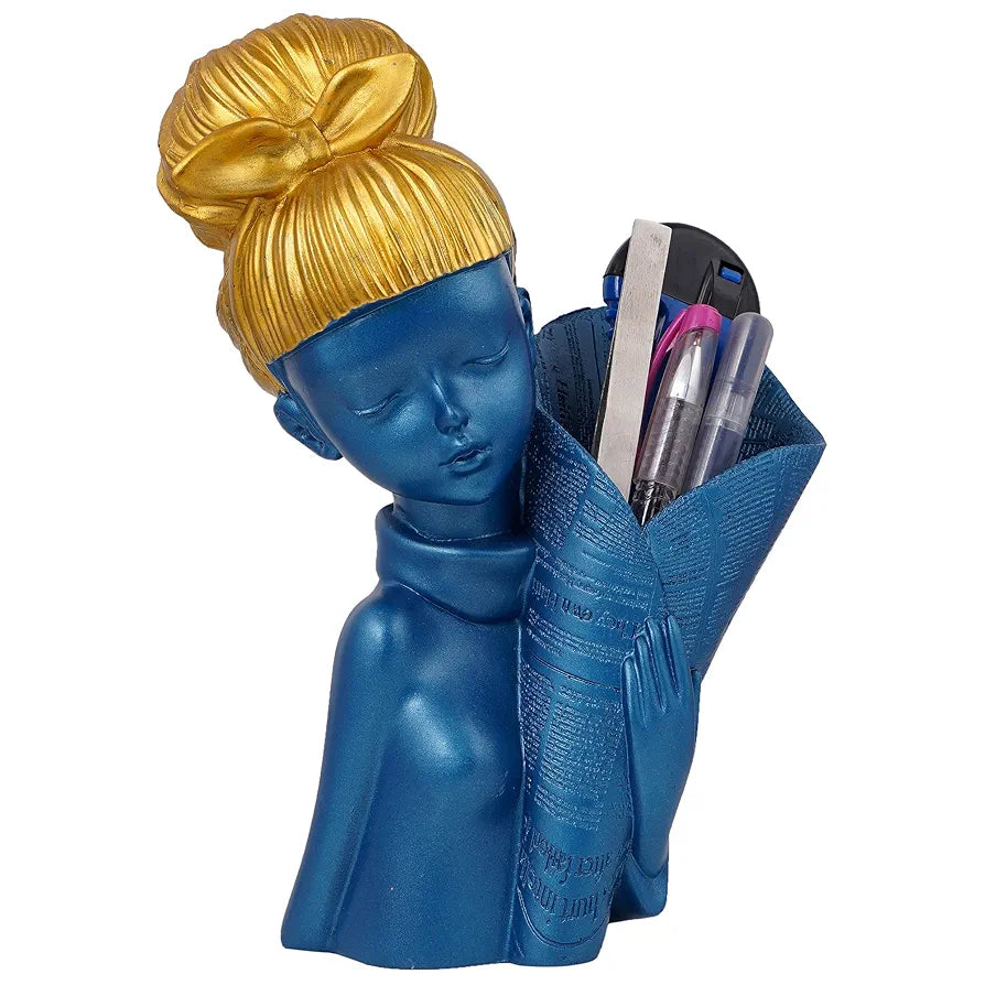 Zart Angel Girl Showpiece for Home Decor | Winged Fairy Statue for Shelves | Blue Resin Figurine, 3.94 Inch
