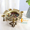Two Moustaches Brass Peacock Design Urli with 4 Diyas