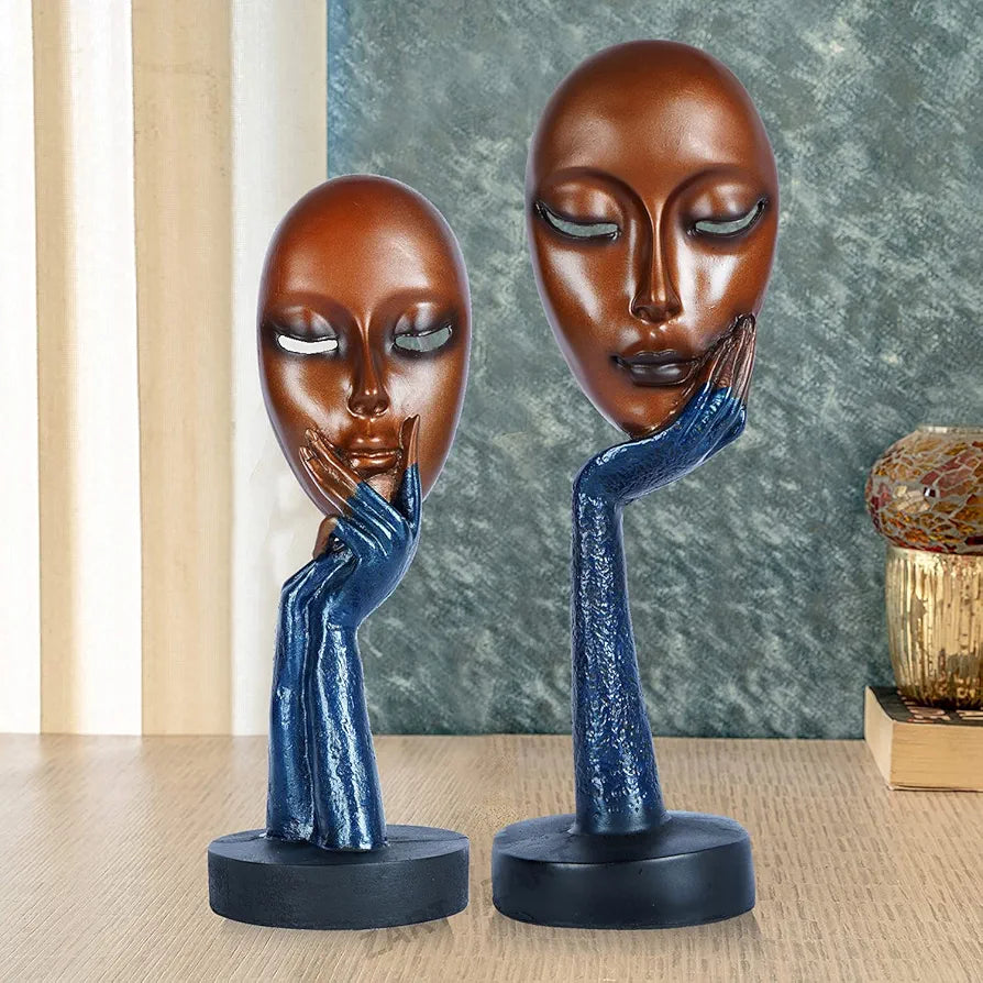 zart New Brown Lady Face Handmade Showpiece  Perfect for Living Room, Entrance of Your Home or Office