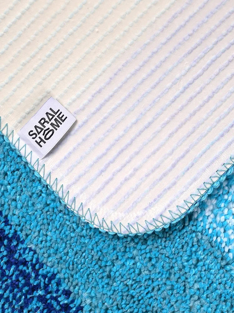 SARAL HOME EASY LIVING Microfiber Striped Rectangle Shaped Anti-Skid Bath Mats|Soft & Super Absorbent Mats for Shower|Washable, Non-Slip & Quick-Drying Mats, 50X70 CM|Pack of 2 