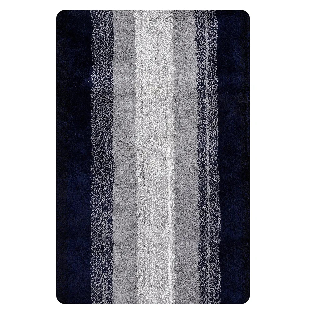 Kuber Industries Shaggy Carpet for Living Room | Fluffy Rug for Bedroom | Blue Patta Rainbow Floor Rug | Non-Slip Bedside Carpet | 3x5 Feet | Gray