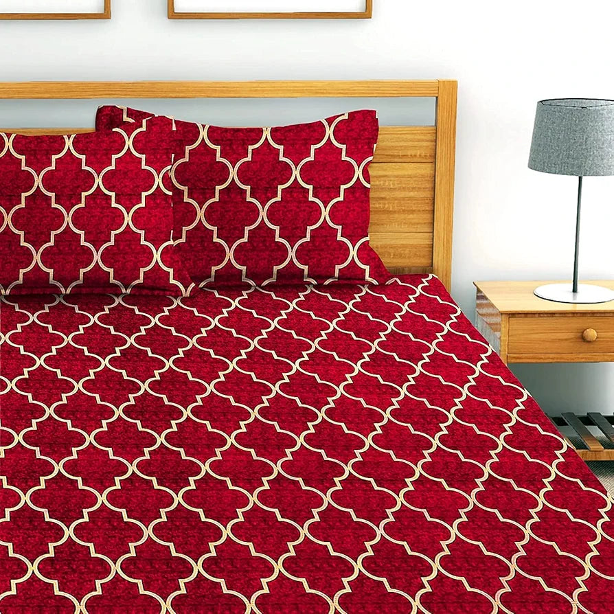Homefab India 144 TC Microfiber Double Bedsheet with 2 Pillow Covers -Rust