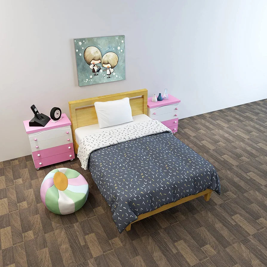 Divine Casa 120 GSM Microfiber Reversible Kids Single Bed Comforter | Ultra-Soft Toddler Blanket | Lightweight & Cozy | All-Season Bedding for Babies & Kids | 135 x 100 cm, Navy Blue