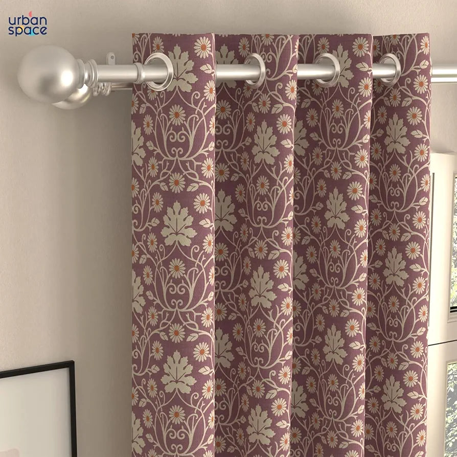 Urban Space Blackout Curtains 7 Feet Set of 2 for Door, 80-85% Light Blocking Curtains for Living Room, Digital Printed Curtains with Eyelets, Tieback Included 