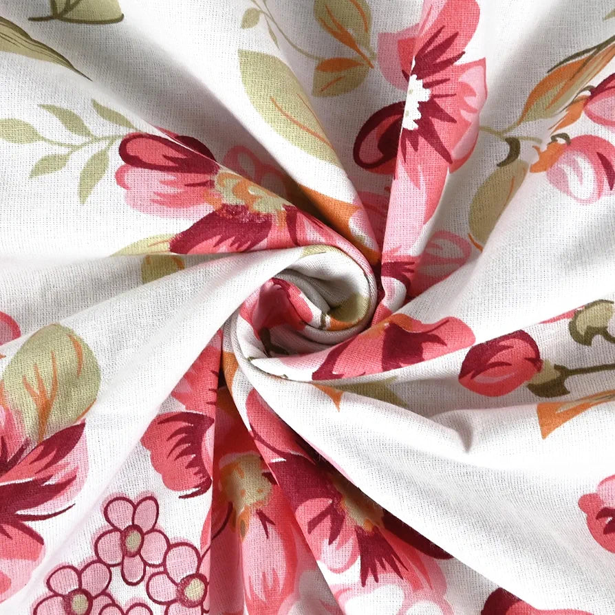Divine Casa Floret 100% Cotton Single Dohar | 120 GSM | Soft & Lightweight Throw Blanket | Cozy & Breathable Bedding | All-Season Comfort | 210 x 140 CM, Rosy Retreat
