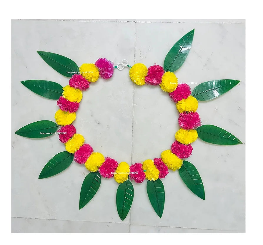 SPHINX Artificial Marigold &Mango Leaves Simple Door-Window toran/Door hangings/Festive Decorations - Approx.100 cms/40 Inches/3.33 Ft. - , 1)