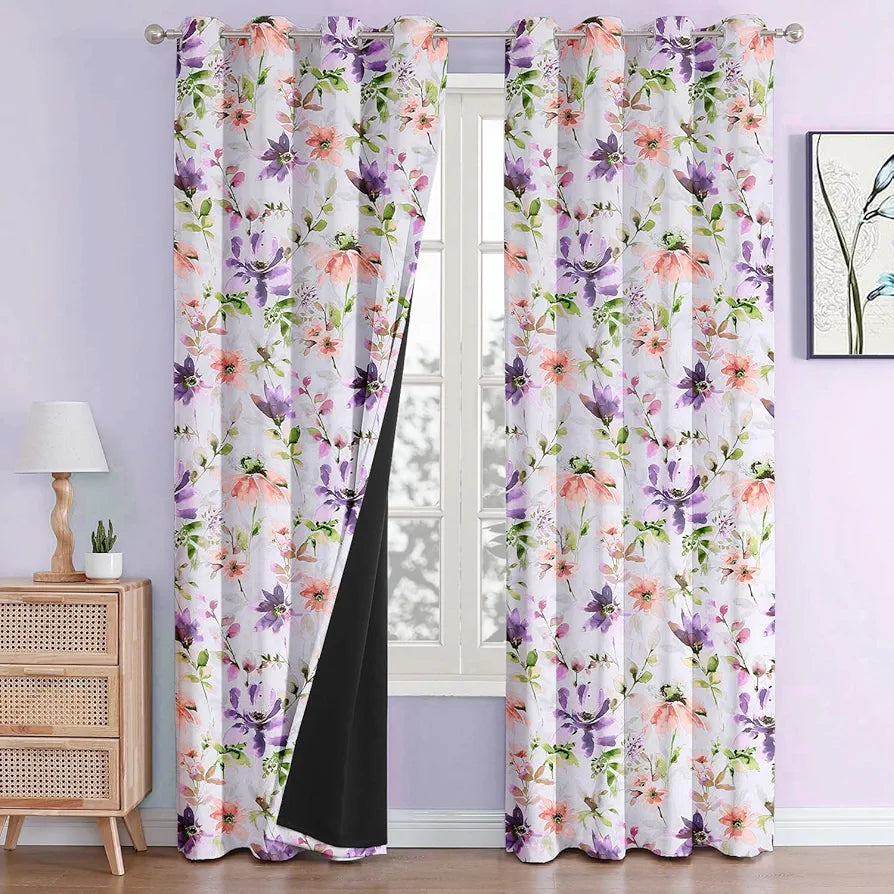 Cloth Fusion 100% Blackout Printed Premium Door Curtains 7 Feet Long Set of 2, Noise Reducing Blackout Parda 7 Feet with Grommet for Home Decor 