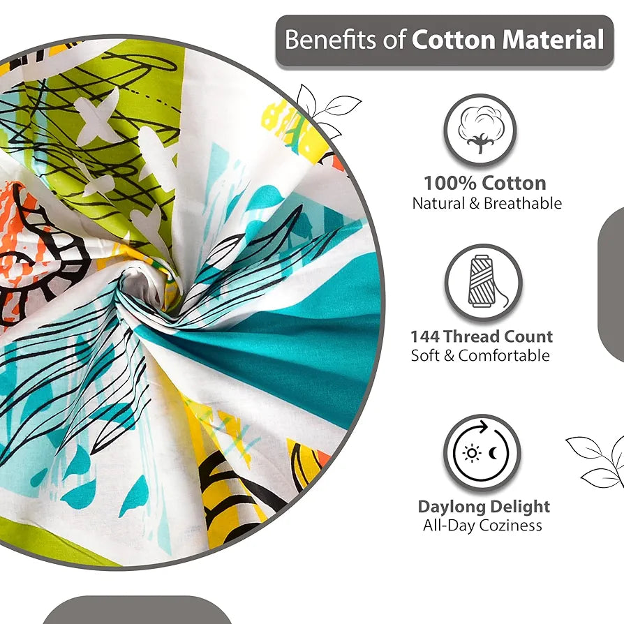 Divine Casa 144 TC 100% Cotton King Bedsheet with 2 Pillow Covers | Skin-Friendly Fabric for Everyday Comfort | 270 X 270 CM | Abstract Pattern | Mustard