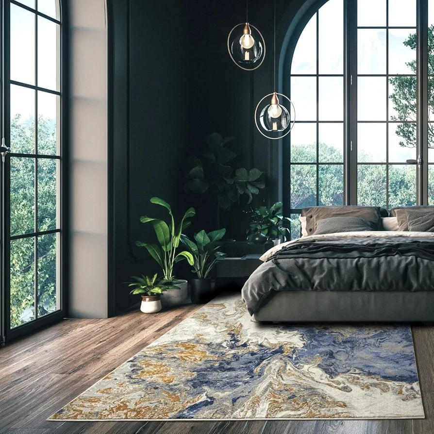 ishro home 5x7 Feet 3D Jet Multi Printed Carpet Rug Runner and Carpets for Bedroom/Living Area/Home with Anti Slip Backing 
