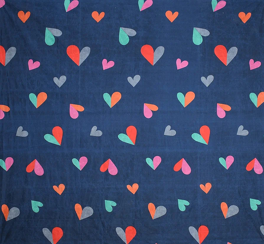 Homefab India 144 TC Microfiber Double Bedsheet with 2 Pillow Covers - Dark Blue, Heart