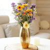Behoma Metal Golden Full Hammered Oblong Shape 1 Large Pcs Flowers not Included
