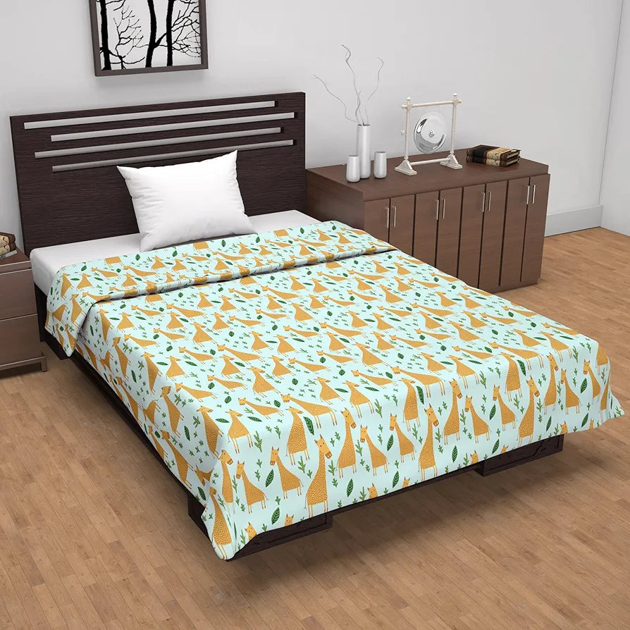 Divine Casa Pure Cotton Printed Single Dohar | 120 GSM | Soft & Lightweight Throw Blanket | Cozy & Breathable Bedding | All-Season Comfort | 210 x 140 CM, Water Blue