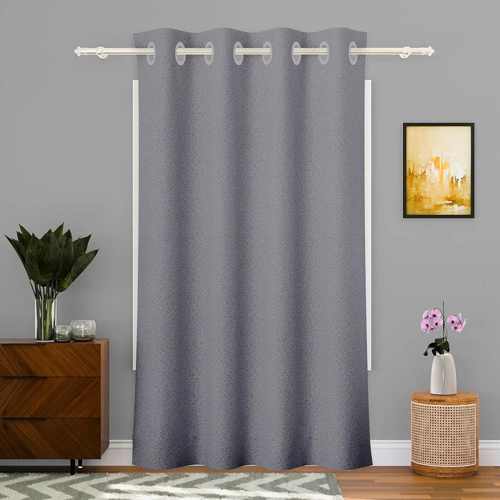 Kuber Industries 7 Feet Stylish Curtains for Living Room & Bedroom | Light Control & Pests Preventive Door Parde for Pooja Room & Home Decor | Web Net - Grey