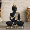 Ecraftindia Golden Black Resin Handcrafted Meditating Lord Buddha Idol for Home Decor