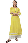 Janasya Women's Yellow Rayon Kurta