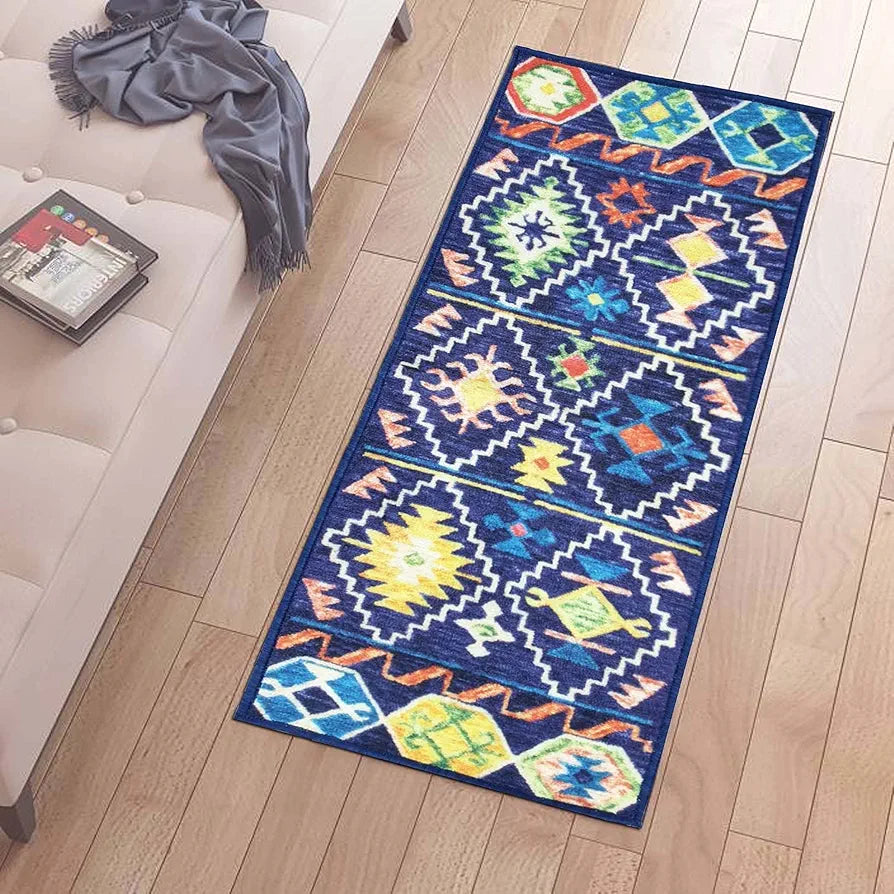 Status Contract 3D Printed Vintage Persian Bedside Runner Carpet Rug Anti Skid Backing for Home/Kitchen/Living Area/Office Entrance  Pack of 1, Polyester