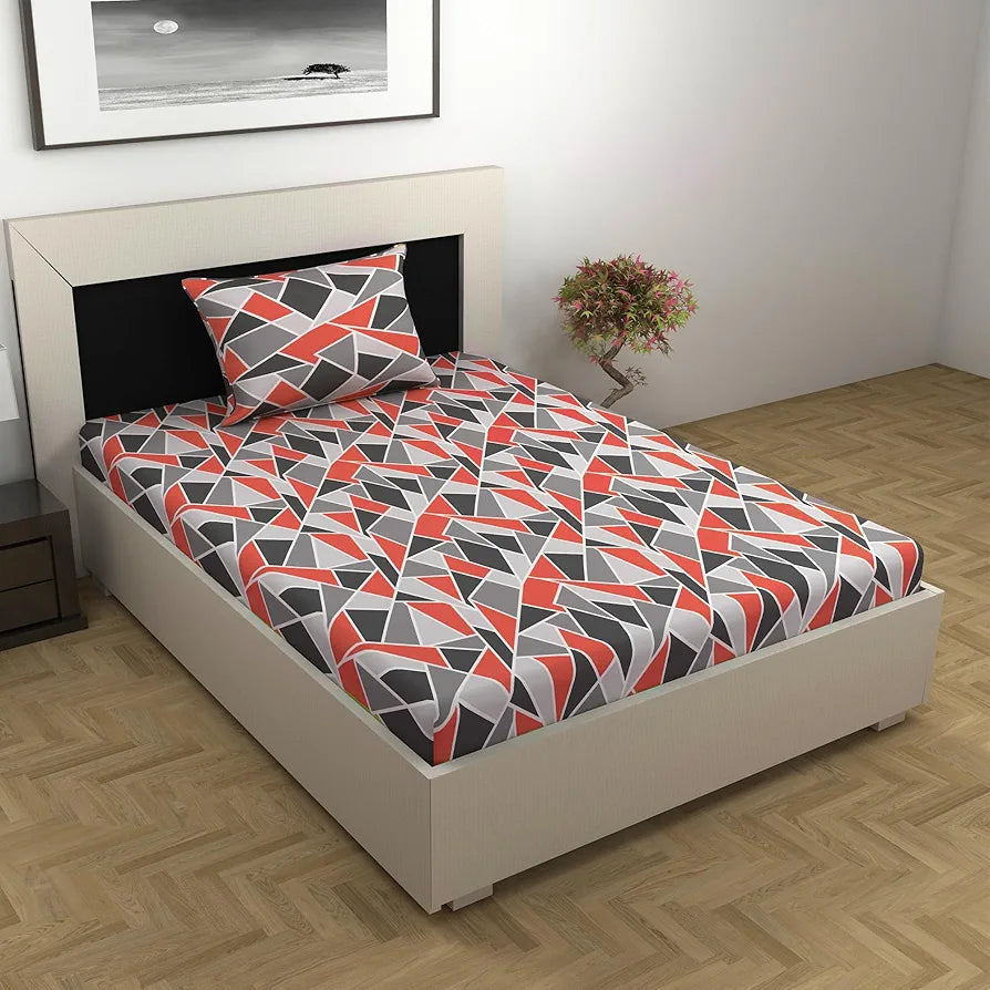 Divine Casa 144 TC 100% Cotton Bedsheet for Single Bed with 1 Pillow Cover 
