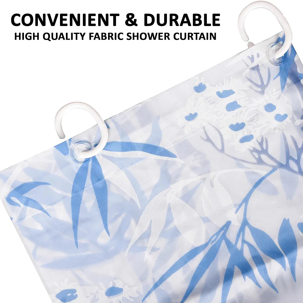 Kuber Industries Shower Curtain | 7 Feet | Bathroom Shower Curtain | AC Curtains | PVC Waterproof Window Curtain | Curtains for Bathtub | 8 Rings Curtain | Bamboo Print | Blue