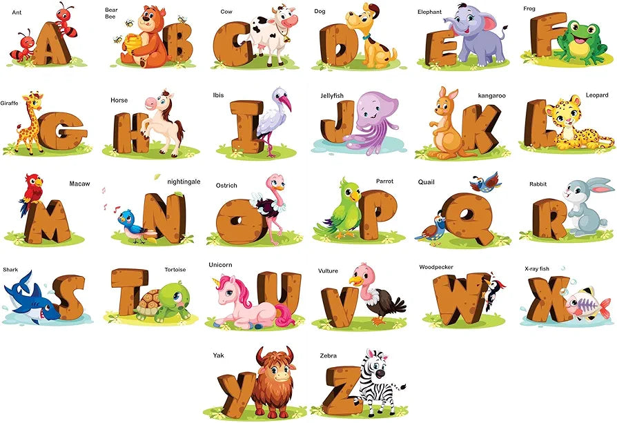 AH Decals Kids Room Wall Sticker Alphabet PVC Vinyl Wall Sticker for Kids Room Play School -Self-Adhesive
