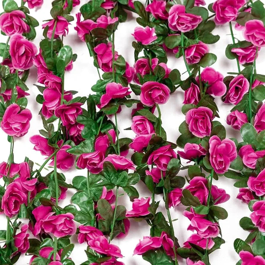 TIED RIBBONS Pack of 2 Artificial Flower Vine Garland Creeper 69 Small Rose  Garland for Decoration Wall Door Hanging Home Decor Balcony, Diwali Decoration Items for Home, Diwali Gifts 