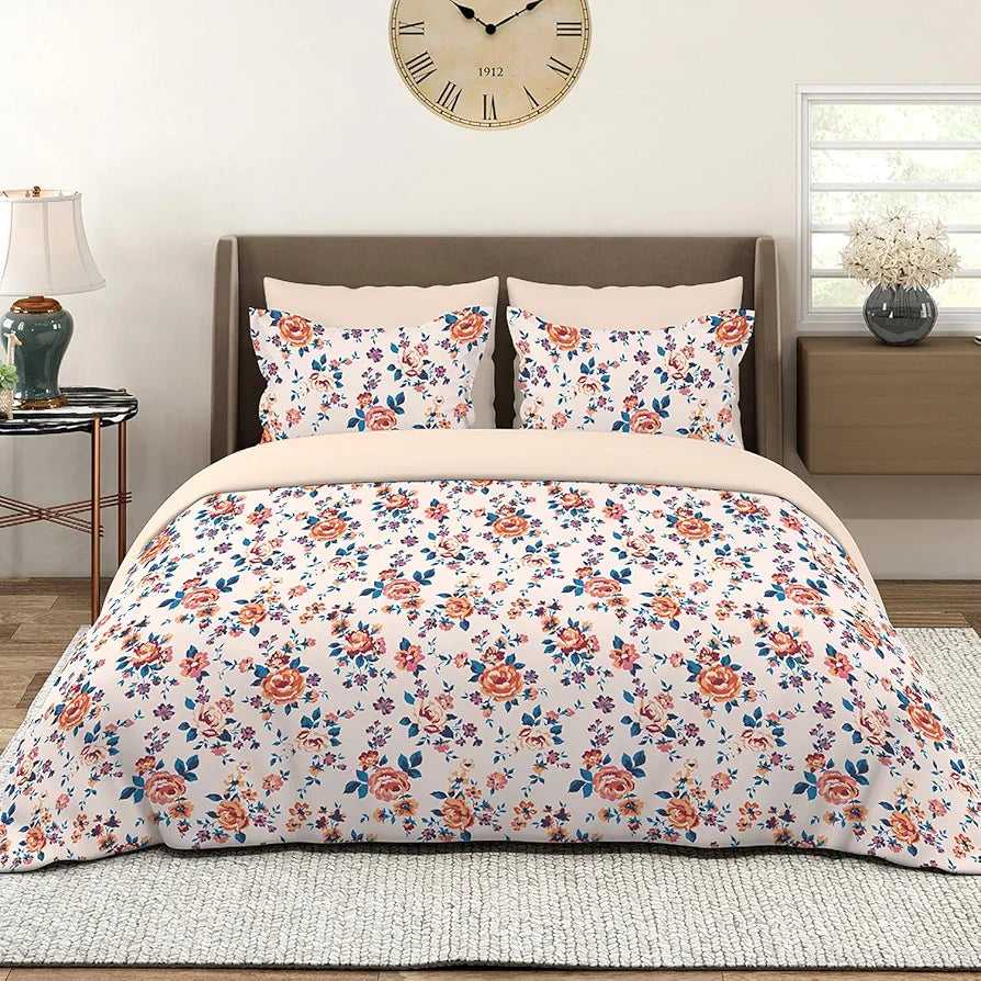 Layers Marigold 100% Cotton Bedsheet Set for All Seasons - Lightweight, Moisture Absorbent, Machine Washable & Easy to Care - Gift for Housewarming & More - 144 TC - King Size 