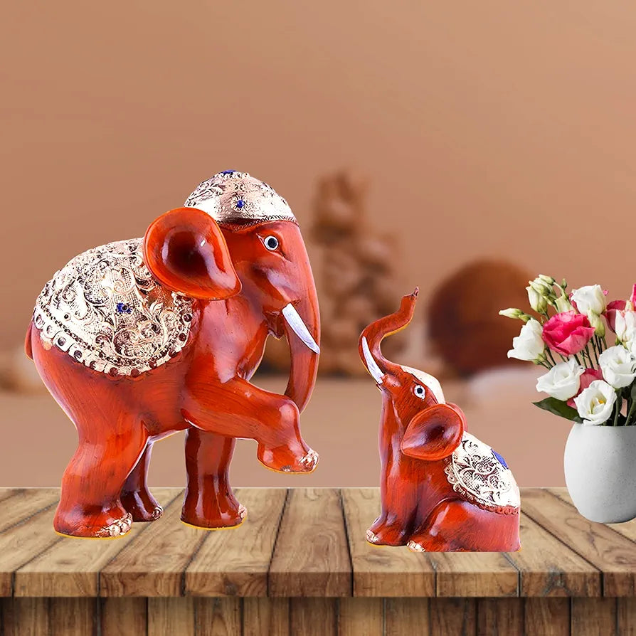 Mariner's Creation Premium Elephant showpiece- Elephant showpiece for Living Room | Set of 2 showpiece for Home Decor | House Warming Gift 20x9x18.5 cm