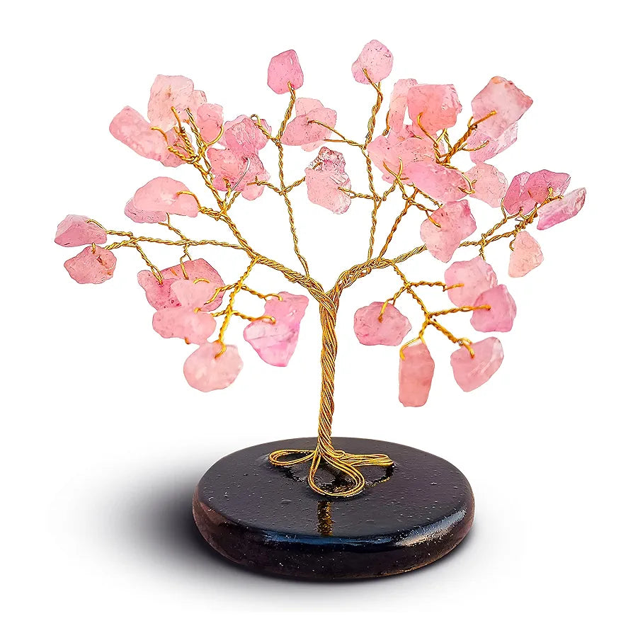 Reikved Crystal Tree - Rose Quartz Tree - Car Dashboard Accessories - Dashboard Figurines & Idols - Crystal showpieces for Home Decor- Crystal Home Decor Items- Crystal Tree for Good Luck