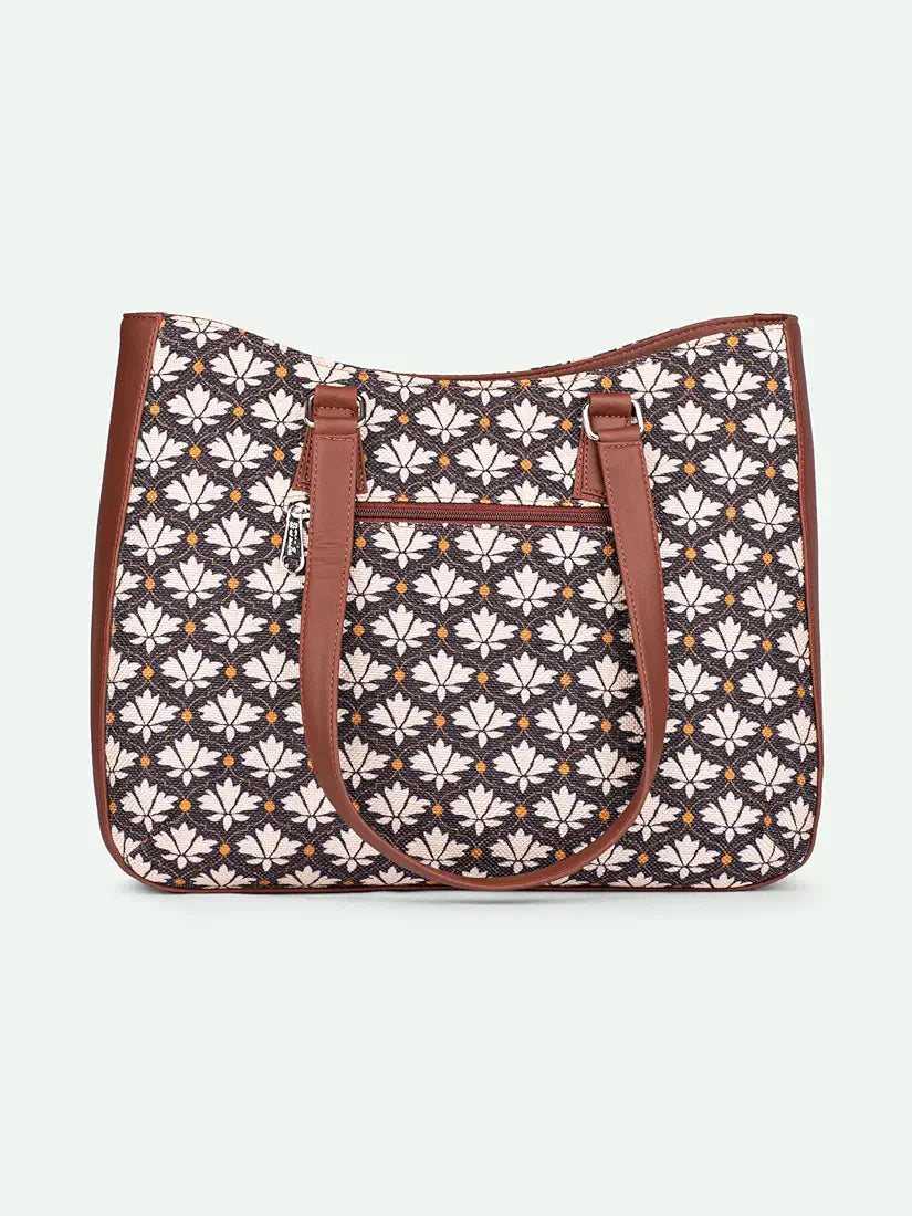 ZOUK Women's Getaway Handbag | Jute | Vegan Leather Handcrafted Tote Bag