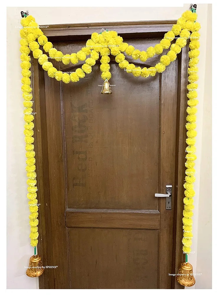 Sphinx Artificial Marigold Fluffy Flower Garlands Door Toran Set/Door Hangings for decoration - Yellow