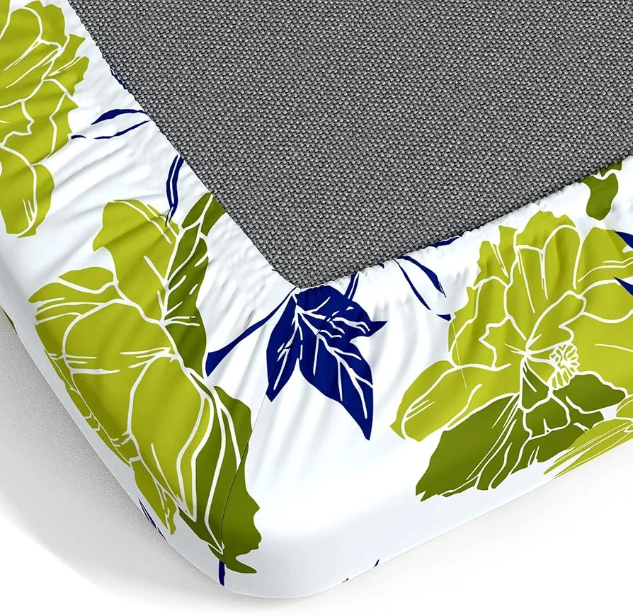 Dreamscape 100% Cotton King Fitted Bedsheet with 2 Pillow Covers, 140 tc Cotton Floral Blue Bedsheet for King Fitted Bed 