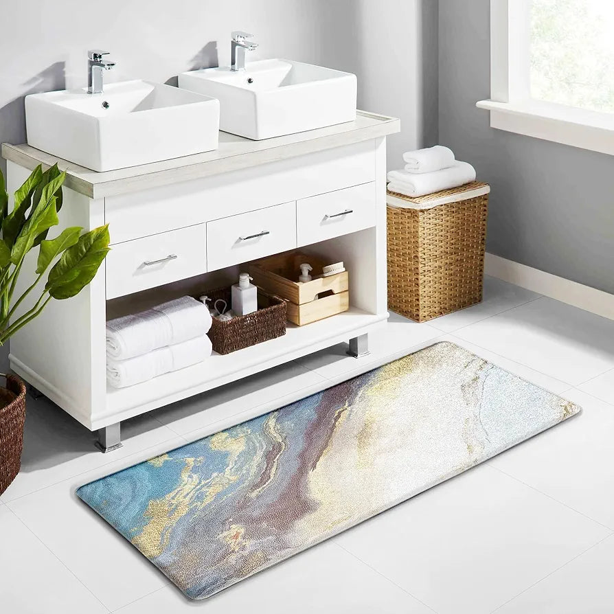 Luxe Home Columbo Anti-Fatigue Kitchen Mat - 51x99 cm Non-Slip Cushioned Comfort Mat - Marble Swirl Pattern Standing Desk Mat - Waterproof and Easy to Clean for Home and Office