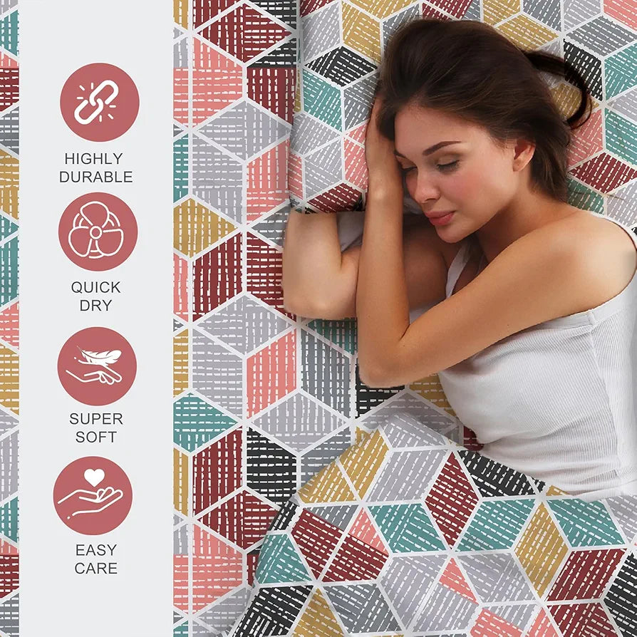 Layers Argos Bedsheet Set for All Seasons - Lightweight, Moisture Absorbent, Machine Washable & Easy to Care - 225 CVC - King Size 