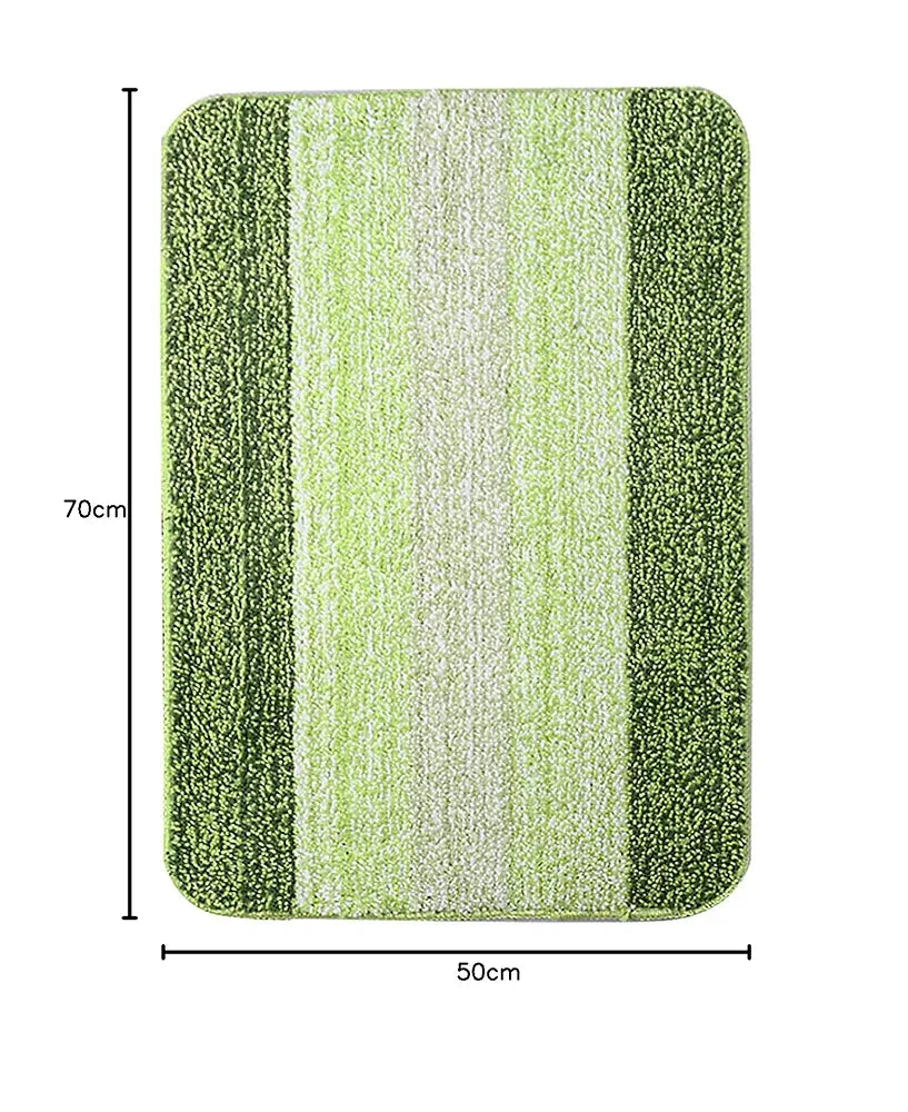 Saral Home Microfiber Striped Rectangle Shaped Anti-Skid Bath Mats | Soft & Super Absorbent Mats for Shower | Washable, Non-Slip & Quick-Drying Mats, 50X70 CM | Pack of 2 