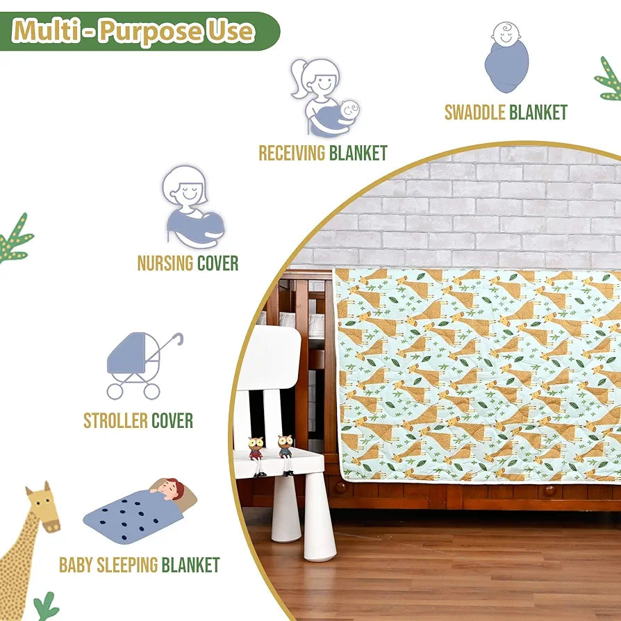 Divine Casa 120 GSM Cotton Single Kids Comforter | Soft & Lightweight All-Season Blanket | Cozy Bedding for Kids | Breathable & Skin-Friendly Fabric | 135 x 100 cm, Misty Jade