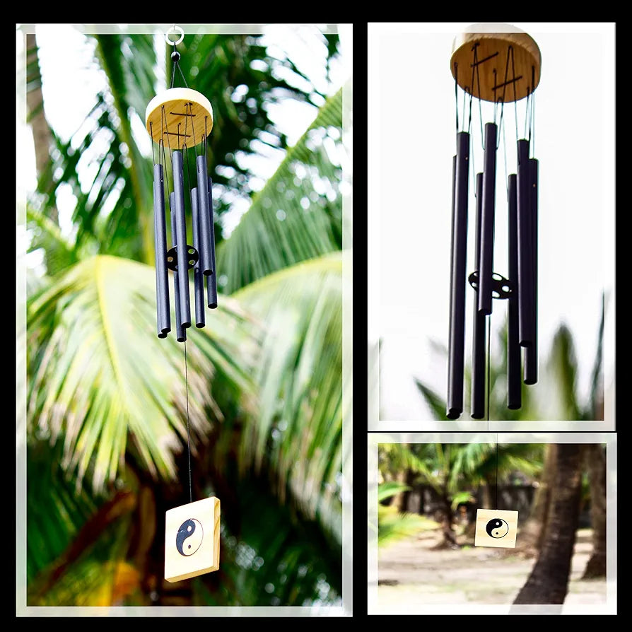Lilone 7 Black Color Pipes Wind Chimes for Home Decor  | 24 Inch Long JB799B